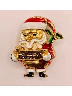 Vintage 1960's Corel Enamel Santa Claus Christmas Holiday Pin Brooch -84B